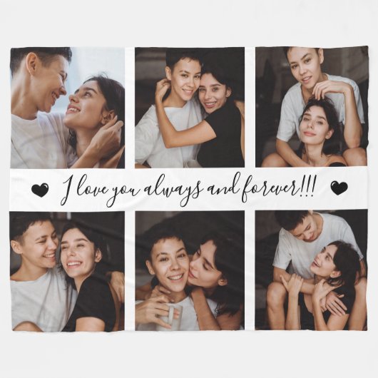 Always & Forever Modern 6 Photo Collage Fleecedecke (Vorderseite (Horizontal))