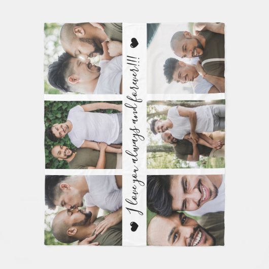 Always & Forever Modern 6 Photo Collage Fleecedecke (Vorderseite)