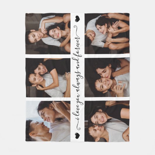 Always & Forever Modern 6 Photo Collage Fleecedecke (Vorderseite)