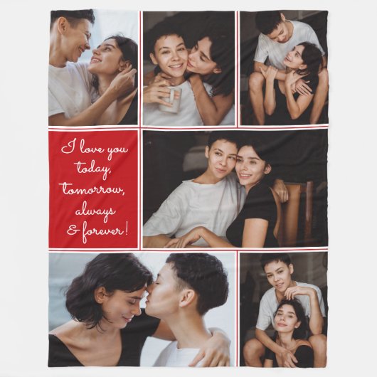 Always & Forever Modern 6 Photo Collage Fleecedecke (Vorderseite)