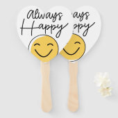 "Always Happy" Smiley Face Hand Fan - Fun Celebrat Fächer (Vorne und Hinten)