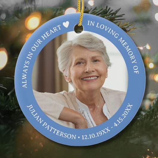 Always in Our Heart Funeral Memorial Photo Keramik Ornament