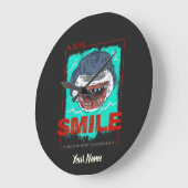 Always Smile funny Shark just for a girl who loves Große Wanduhr (Winkel)