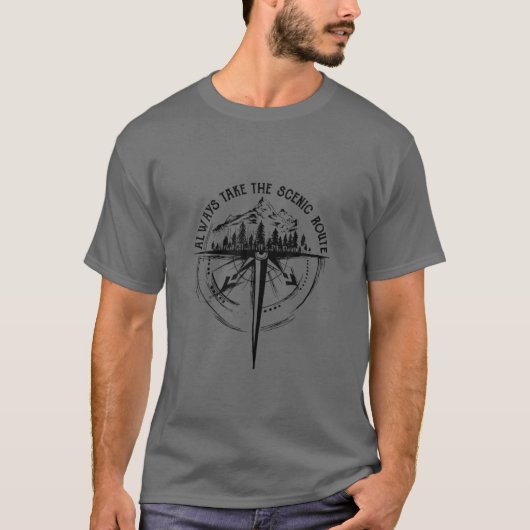 Always Take The Scenic Route Camping Travel Advent T-Shirt (Vorderseite)