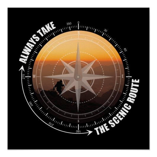 Always Take The Scenic Route Hiking Lovers Poster (Vorderseite)