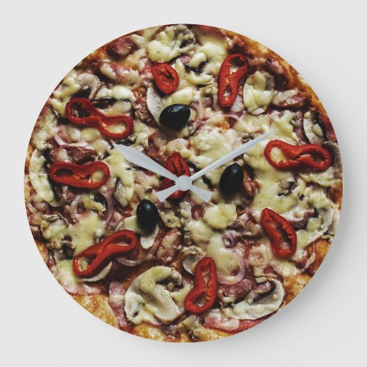 Always Time for Pizza Fun Round Große Wanduhr (Vorderseite)