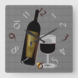 Always time for Wine Quadratische Wanduhr