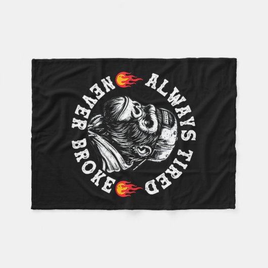 Always Tired Never Broke Funny Monkey (2 Sided)  Fleecedecke (Vorderseite (Horizontal))