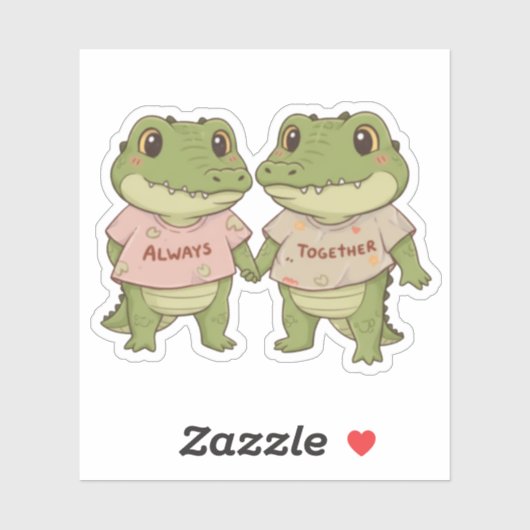 Always Together: Cute Crocodile Couple Aufkleber (Blatt)