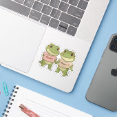 Always Together: Cute Crocodile Couple Aufkleber (Laptop mit iPhone)
