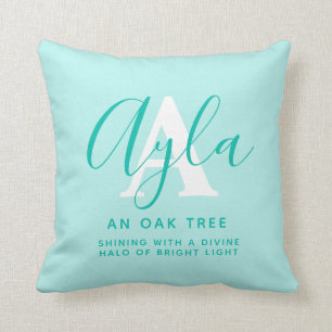 Alya Name bedeutet Aqua Green Letter A Kissen