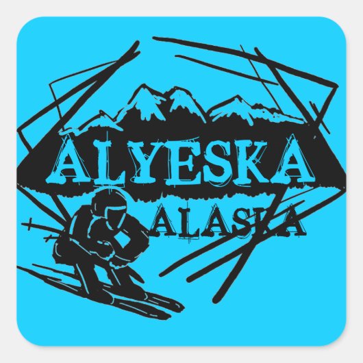 Alyeska Alaska Logo-Aufkleber Quadratischer Aufkleber (Vorderseite)