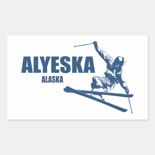 Alyeska Alaska Skier Rechteckiger Aufkleber (Vorderseite)