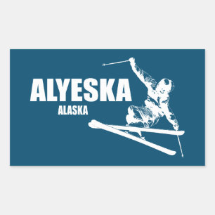 Alyeska Alaska Skier Rechteckiger Aufkleber