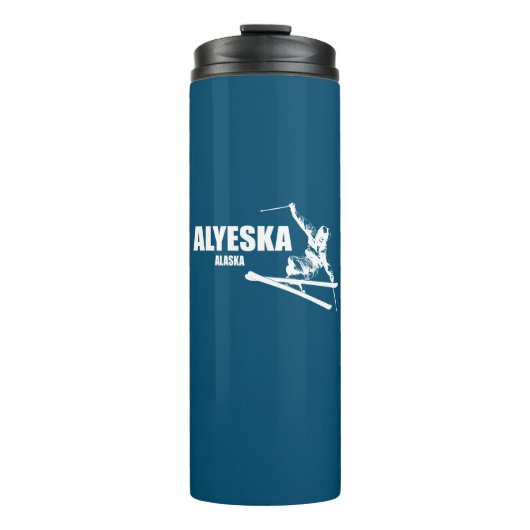Alyeska Alaska Skier Thermosbecher (Vorderseite)