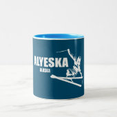 Alyeska Alaska Skier Zweifarbige Tasse (Mittel)