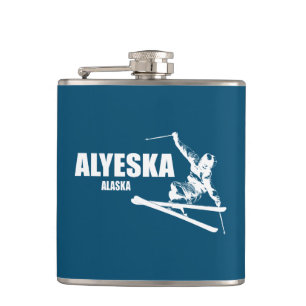 Alyeska Alaska Skifahrer Flachmann