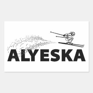 Alyeska Alaska Skispringer Rechteckiger Aufkleber