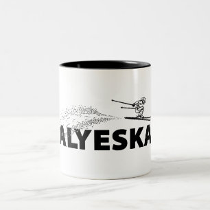 Alyeska Alaska Skispringer Zweifarbige Tasse