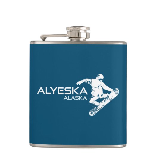 Alyeska Alaska Snowboarder Flachmann (Vorderseite)