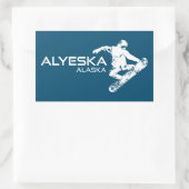 Alyeska Alaska Snowboarder Rechteckiger Aufkleber (Tasche)