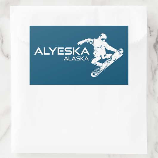 Alyeska Alaska Snowboarder Rechteckiger Aufkleber (Tasche)