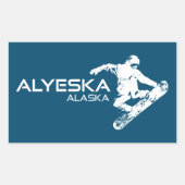 Alyeska Alaska Snowboarder Rechteckiger Aufkleber (Vorderseite)
