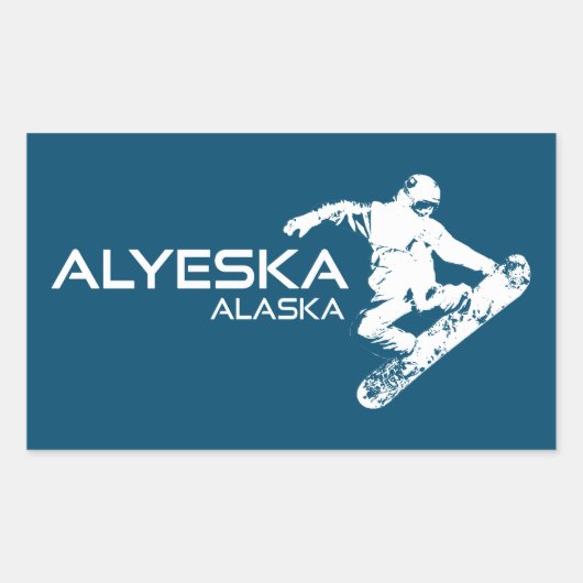 Alyeska Alaska Snowboarder Rechteckiger Aufkleber (Vorderseite)