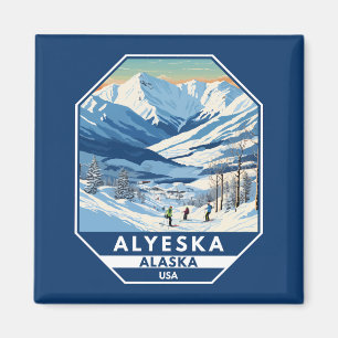 Alyeska Alaska Winter Reise Kunst Vintage Magnet