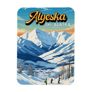 Alyeska Alaska Winter Reise Kunst Vintage Magnet