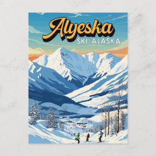 Alyeska Alaska Winter Reise Kunst Vintage Postkarte