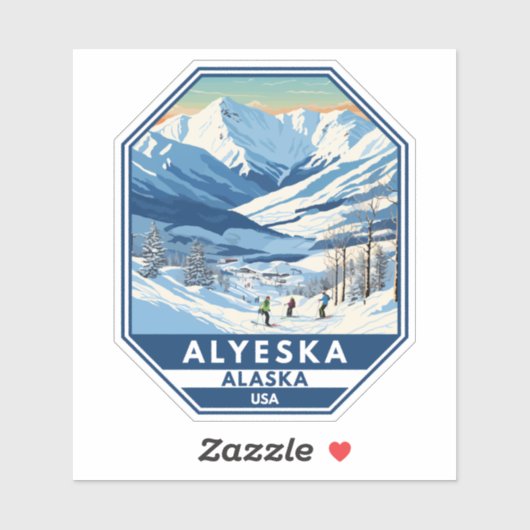 Alyeska Alaska Winter Reisen Vintag Aufkleber (Blatt)