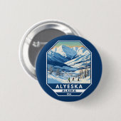Alyeska Alaska Winter Reisen Vintag Button (Vorne & Hinten)