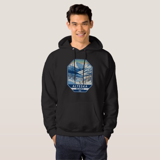 Alyeska Alaska Winter Reisen Vintag Hoodie (Vorne ganz)