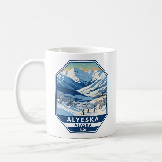 Alyeska Alaska Winter Reisen Vintag Kaffeetasse (Links)