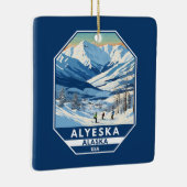 Alyeska Alaska Winter Reisen Vintag Keramikornament (Rechts)