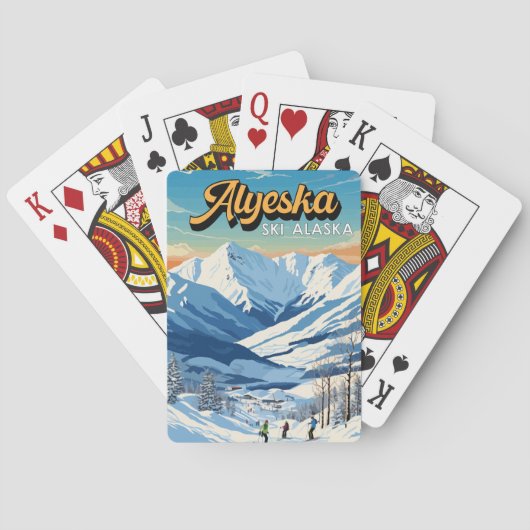 Alyeska Alaska Winter Reisen Vintag Spielkarten (Rückseite)