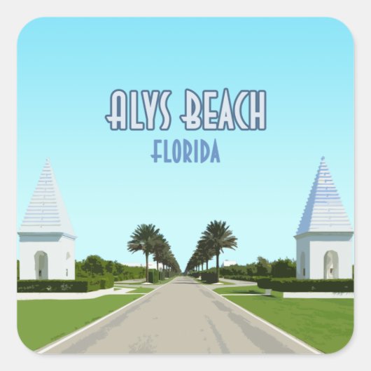 Alys Beach Florida Golfküste Vintag Quadratischer Aufkleber (Vorderseite)