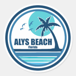 Alys Beach Fort Walton Palm Tree Birds Runder Aufkleber