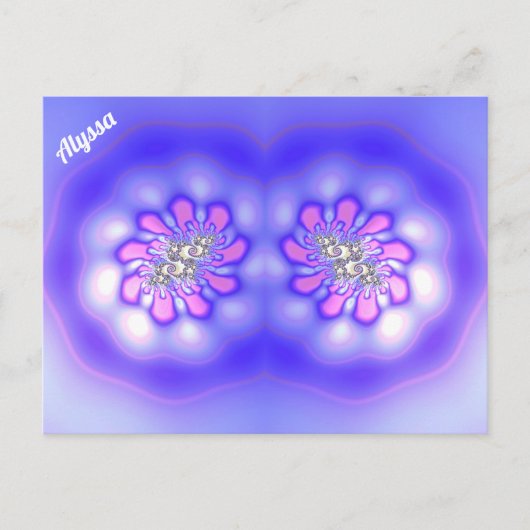 ALYSSA ~ 3D-Fraktal Design ~ Pink Blue Mauve ~ Postkarte (Vorderseite)