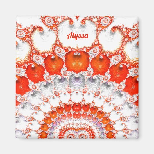ALYSSA ~ Abstraktes Muster ~ Red Orange White~ Magnet (Vorne)