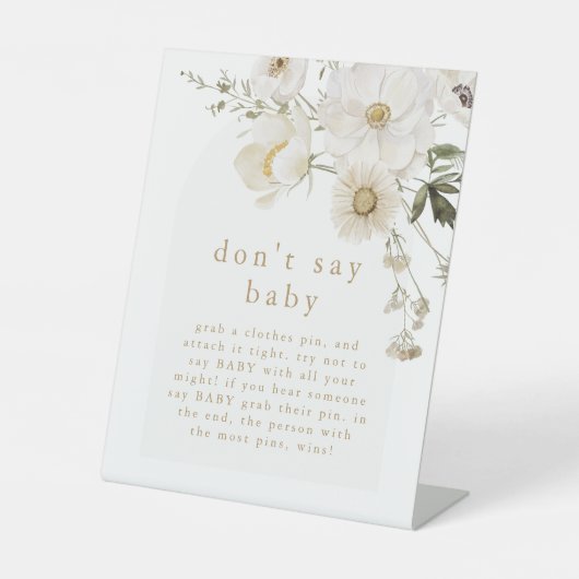 ALYSSA Boho Blume Say Baby Shower Sockelschild (Vorderseite)