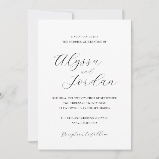 Alyssa Calligraphy Typografy Elegant Wedding Einladung (Vorderseite)