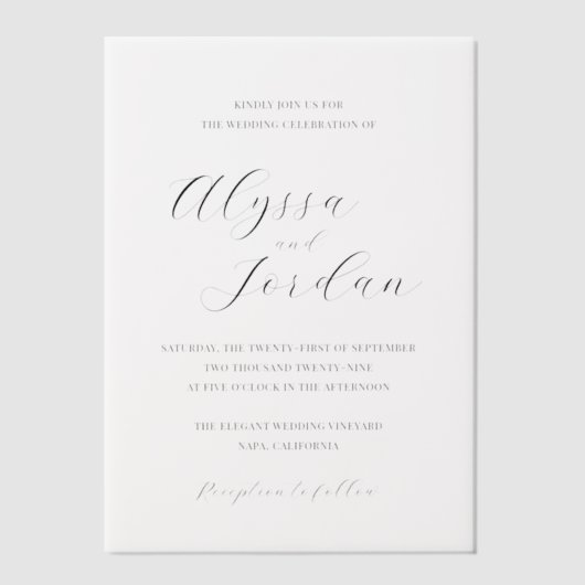 Alyssa Calligraphy Typografy Elegant Wedding Pergament Einladungen (Vorderseite)