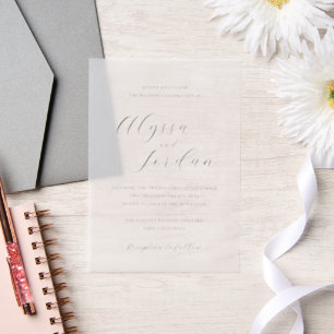 Alyssa Calligraphy Typografy Elegant Wedding Pergament Einladungen