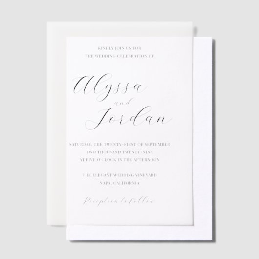 Alyssa Calligraphy Typografy Elegant Wedding Pergament Einladungen (Versetzt)
