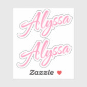 Alyssa Decorative Name in Pink x2 Aufkleber (Blatt)