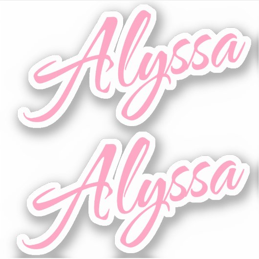 Alyssa Decorative Name in Pink x2 Aufkleber (Vorderseite)