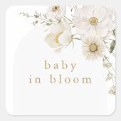 ALYSSA Floral Boho Baby in Bloom Baby Dusche Quadratischer Aufkleber (Vorderseite)