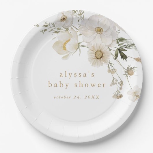 ALYSSA Floral Summer Chic Boho Blume Babydusche Pappteller (Vorderseite)